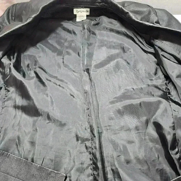 Bagatelle Button Front Genuine Leather Black Long Coat Women's M - Picture 6 of 10